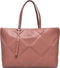 Różowa torebka Calvin Klein matowa duża na ramię
