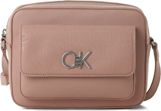 Różowa torebka Calvin Klein w stylu casual średnia matowa