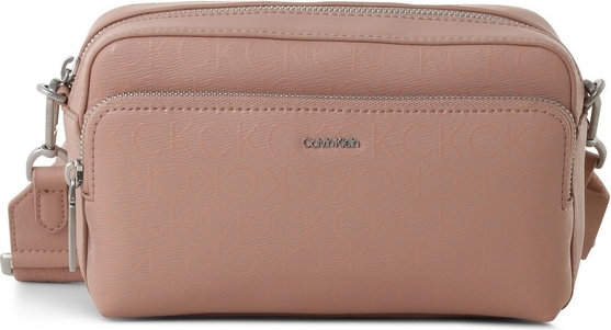 Różowa torebka Calvin Klein ze skóry na ramię średnia