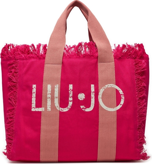 Różowa torebka Liu-Jo na ramię w wakacyjnym stylu duża