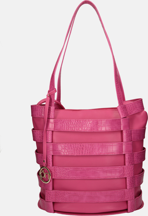 Różowa torebka NOBO na ramię w stylu casual ze skóry ekologicznej