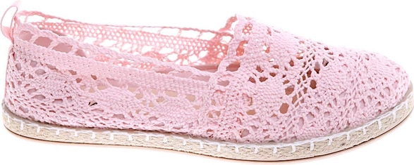 Różowe baleriny Pantofelek24 z płaską podeszwą z tkaniny w stylu casual