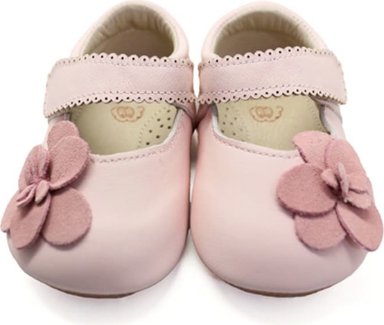 Różowe buciki niemowlęce Lait Et Miel w kwiatki dla dziewczynek