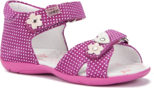 Różowe buty dziecięce letnie Awis Obuwie na rzepy w groszki