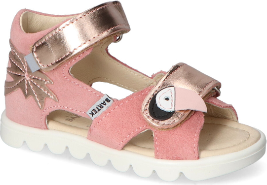 Różowe buty dziecięce letnie Bartek z zamszu dla dziewczynek na rzepy