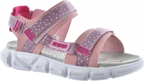 Różowe buty dziecięce letnie Big Star z tkaniny dla dziewczynek na rzepy
