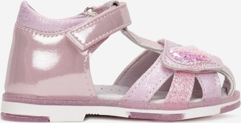 Różowe buty dziecięce letnie born2be dla dziewczynek ze skóry na rzepy