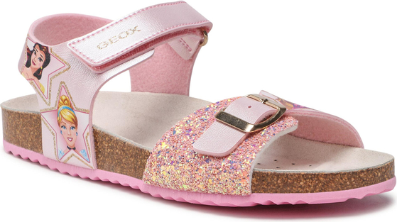 Różowe buty dziecięce letnie Geox dla dziewczynek ze skóry