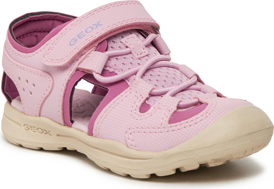 Różowe buty dziecięce letnie Geox na rzepy dla dziewczynek