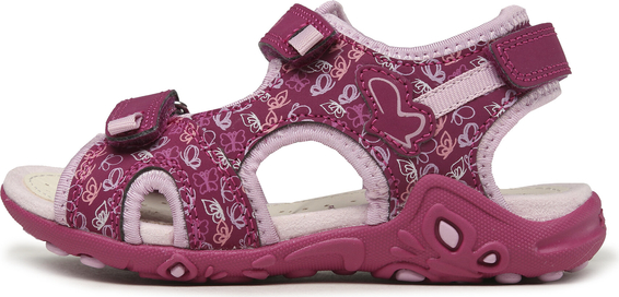 Różowe buty dziecięce letnie Geox ze skóry na rzepy