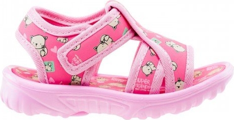 Różowe buty dziecięce letnie Martes w paseczki na rzepy