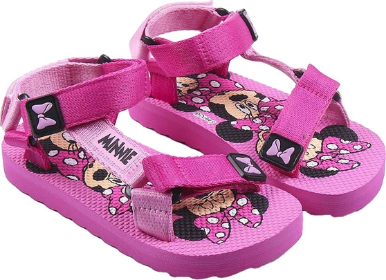 Różowe buty dziecięce letnie Minnie na rzepy