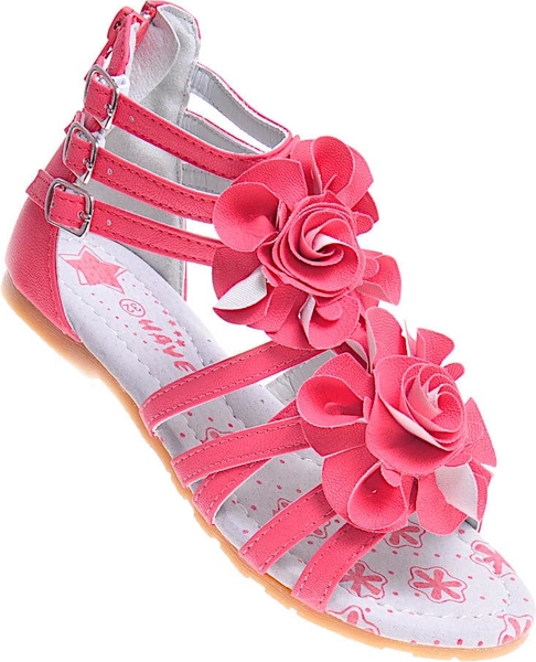 Różowe buty dziecięce letnie Pantofelek24 dla dziewczynek w kwiatki