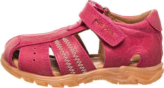 Różowe buty dziecięce letnie Pom Pom dla dziewczynek na rzepy ze skóry