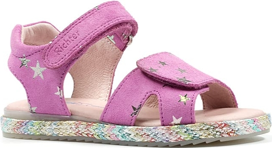 Różowe buty dziecięce letnie Richter dla dziewczynek na rzepy ze skóry