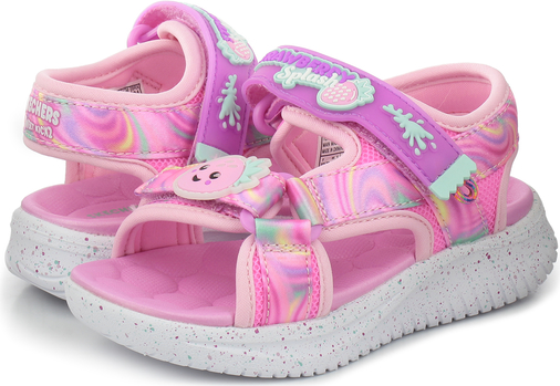 Różowe buty dziecięce letnie Skechers na rzepy