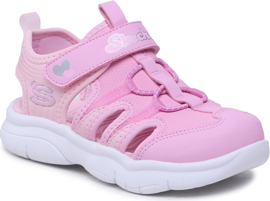 Różowe buty dziecięce letnie Skechers na rzepy