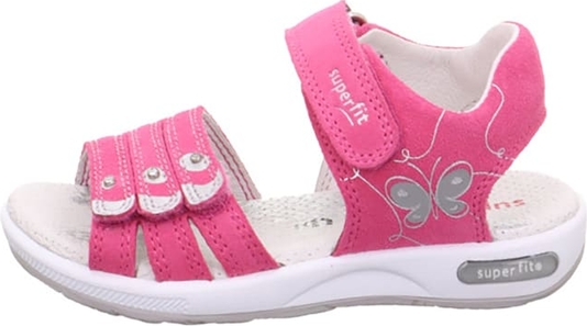Różowe buty dziecięce letnie Superfit ze skóry na rzepy dla dziewczynek