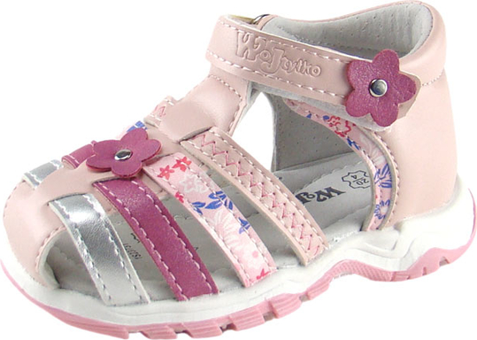 Różowe buty dziecięce letnie Wojtyłko na rzepy w kwiatki dla dziewczynek