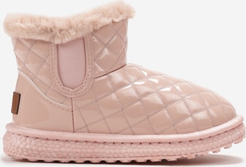 Różowe buty dziecięce zimowe born2be w krateczkę dla dziewczynek