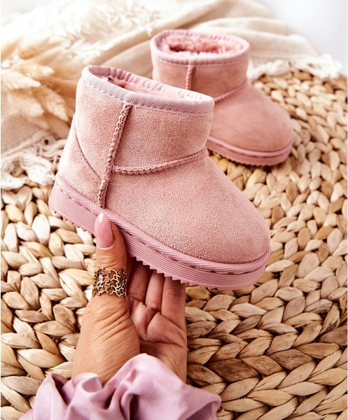 Różowe buty dziecięce zimowe Butymodne