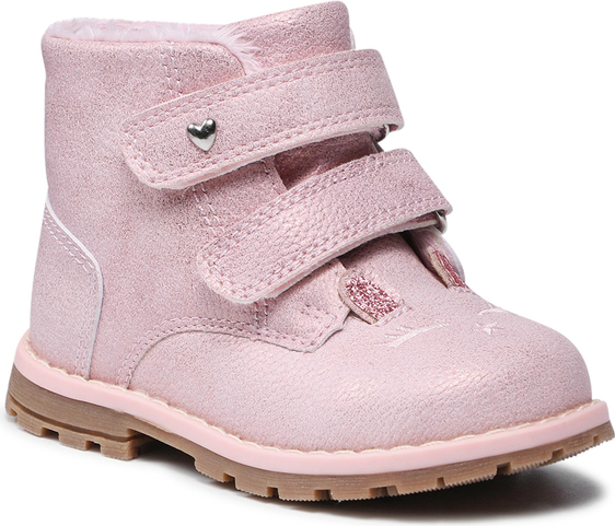 Różowe buty dziecięce zimowe Nelli Blu na rzepy