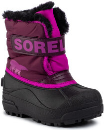Różowe buty dziecięce zimowe Sorel dla dziewczynek na rzepy z goretexu