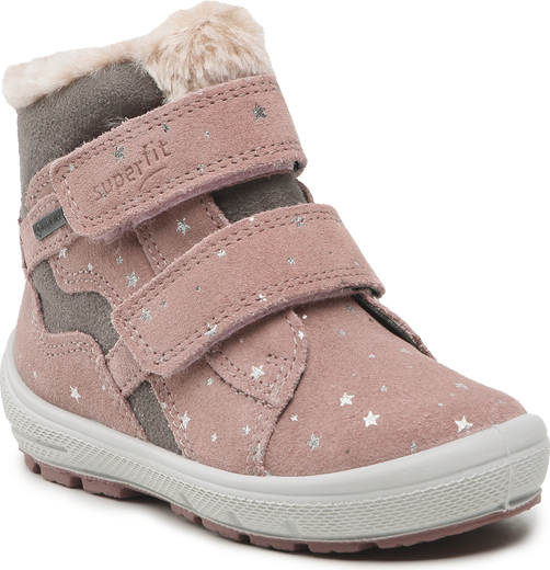 Różowe buty dziecięce zimowe Superfit na rzepy z goretexu