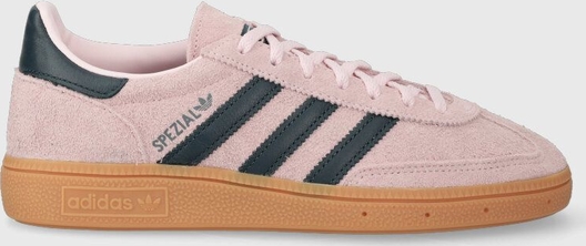 Różowe buty sportowe Adidas Originals sznurowane z zamszu