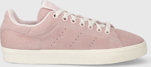 Różowe buty sportowe Adidas Originals sznurowane ze skóry w sportowym stylu