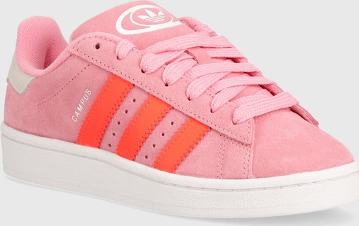 Różowe buty sportowe Adidas Originals w sportowym stylu z płaską podeszwą sznurowane