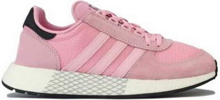 Różowe buty sportowe Adidas Originals w sportowym stylu z płaską podeszwą sznurowane
