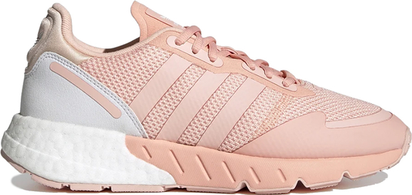 Różowe buty sportowe Adidas z płaską podeszwą sznurowane ze skóry