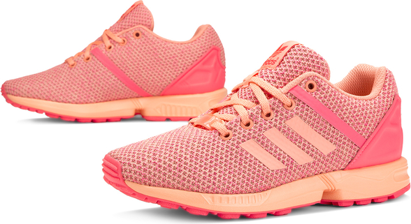Różowe buty sportowe Adidas zx flux w sportowym stylu z płaską podeszwą