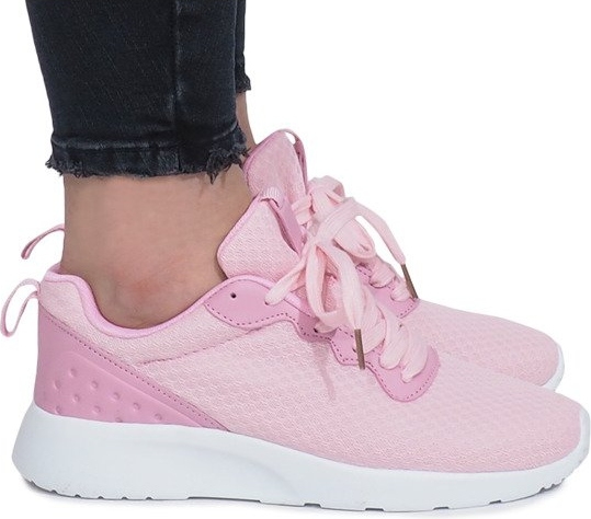 Różowe buty sportowe Butymodne ze skóry ekologicznej