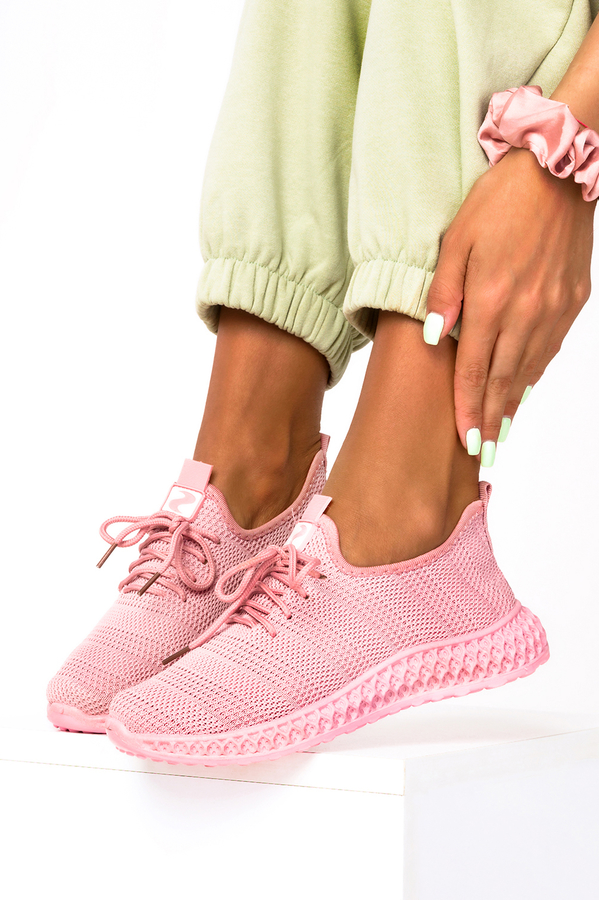 Różowe buty sportowe Casu w sportowym stylu z płaską podeszwą