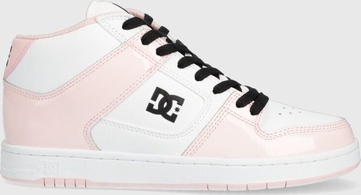 Różowe buty sportowe DC Shoes z płaską podeszwą sznurowane w sportowym stylu
