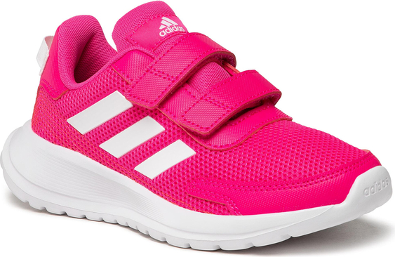Różowe buty sportowe dziecięce Adidas na rzepy w paseczki