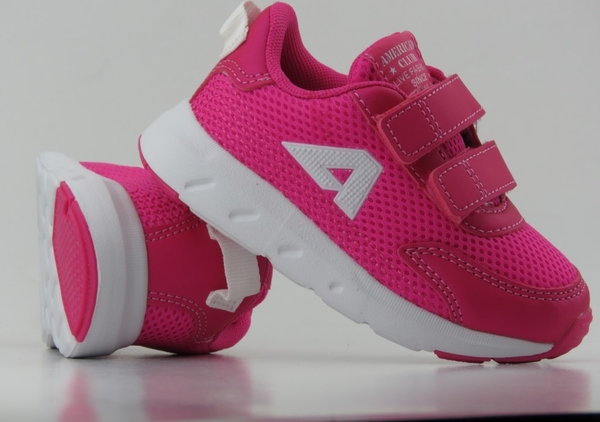 Różowe buty sportowe dziecięce American Club na rzepy dla dziewczynek