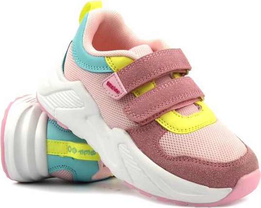 Różowe buty sportowe dziecięce Befado z tkaniny na rzepy dla dziewczynek