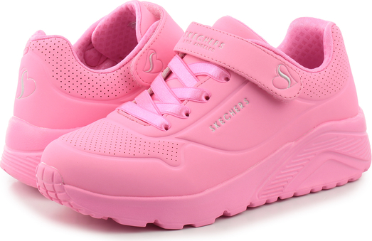 Różowe buty sportowe dziecięce Skechers na rzepy