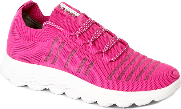 Różowe buty sportowe Geox w sportowym stylu sznurowane z płaską podeszwą