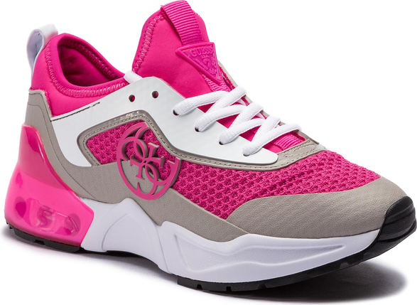 Różowe buty sportowe Guess sznurowane w sportowym stylu ze skóry ekologicznej