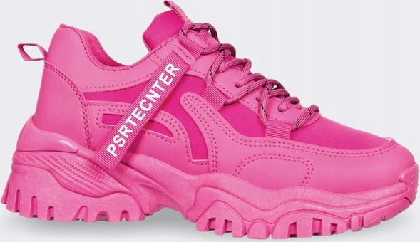 Różowe buty sportowe Labuty w sportowym stylu z płaską podeszwą sznurowane
