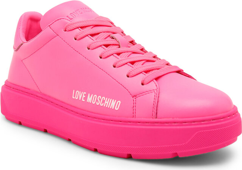 Różowe buty sportowe Love Moschino z płaską podeszwą w sportowym stylu sznurowane