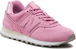 Różowe buty sportowe New Balance w sportowym stylu z płaską podeszwą