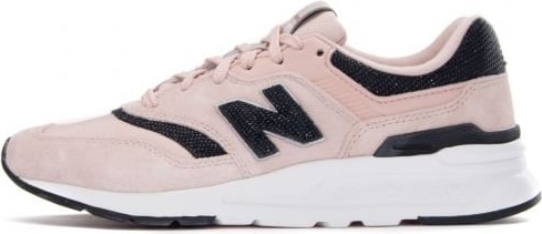 Różowe buty sportowe New Balance z zamszu z płaską podeszwą sznurowane