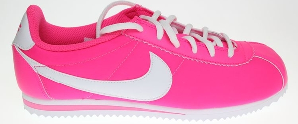Różowe buty sportowe Nike ze skóry z płaską podeszwą sznurowane