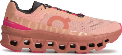 Różowe buty sportowe On Running sznurowane z płaską podeszwą w sportowym stylu