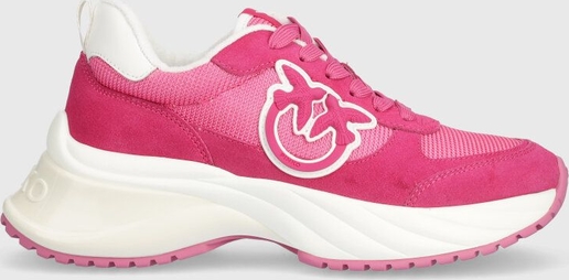 Różowe buty sportowe Pinko w sportowym stylu sznurowane